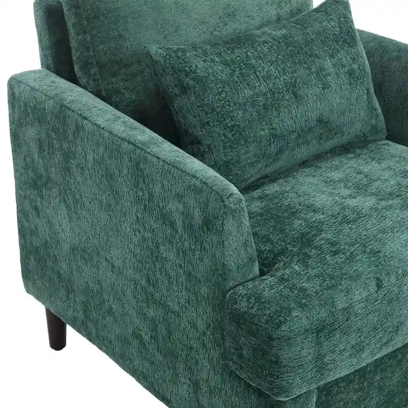 Emerald Modern 29.53 Chenille Upholstered Arm Chair with Solid Wood Frame and Pillows