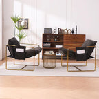 30.7 Arm Chair with Metal Frame and Gold Accents (Set of 2)