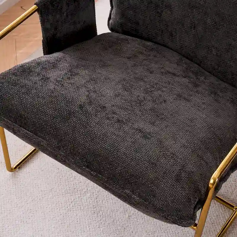 30.7 Arm Chair with Metal Frame and Gold Accents (Set of 2)