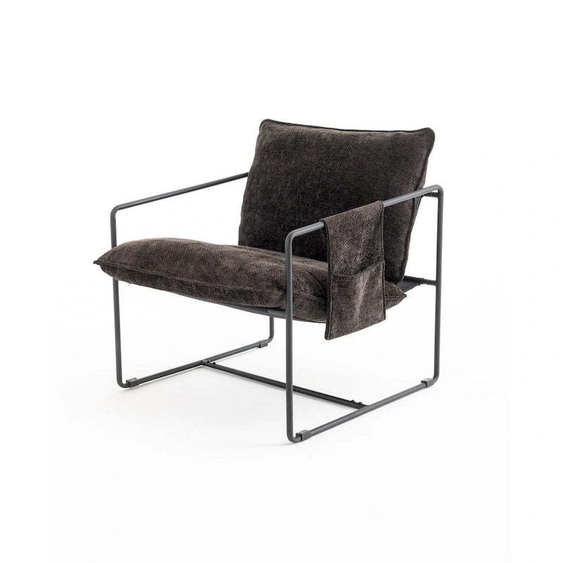 30.7 Arm Chair with Metal Frame and Gold Accents (Set of 2)