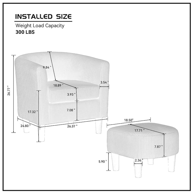 26.38 Corduroy Arm Chair with Ottoman