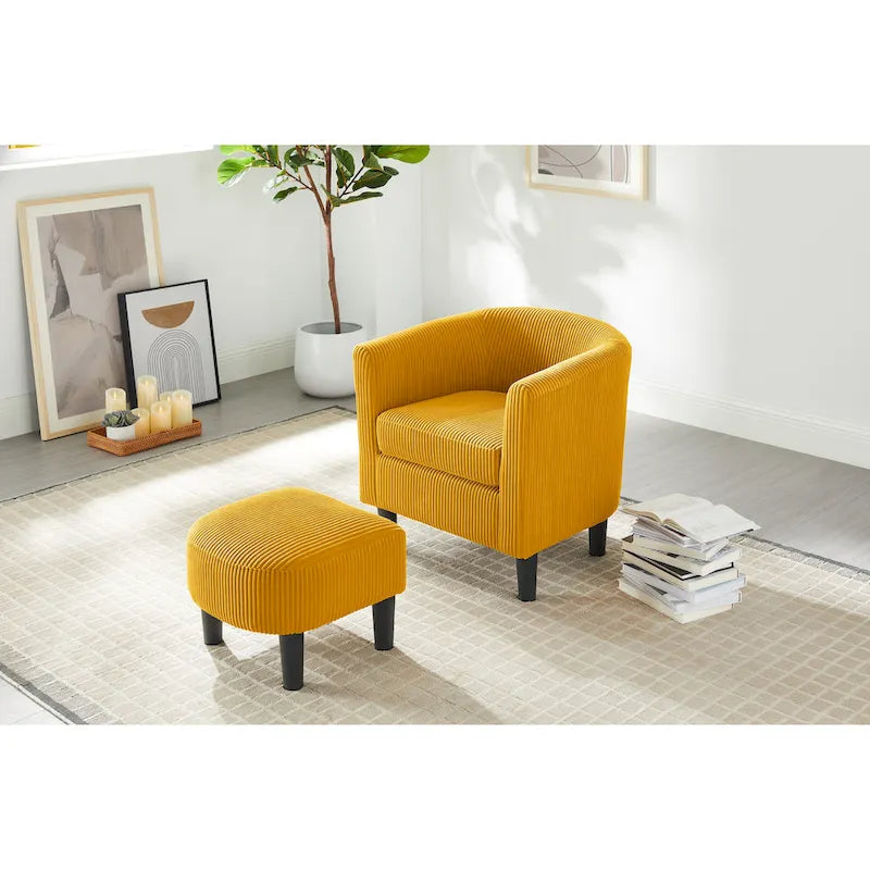 26.38 Corduroy Arm Chair with Ottoman