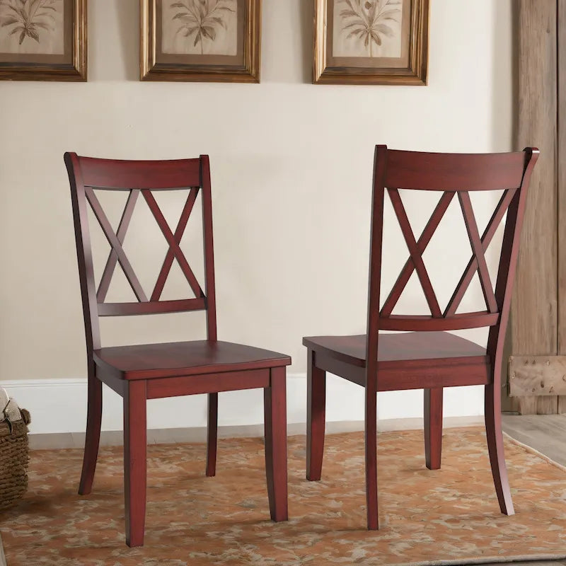 Ronda Double X Back Wood Dining Chairs (Set of 2)