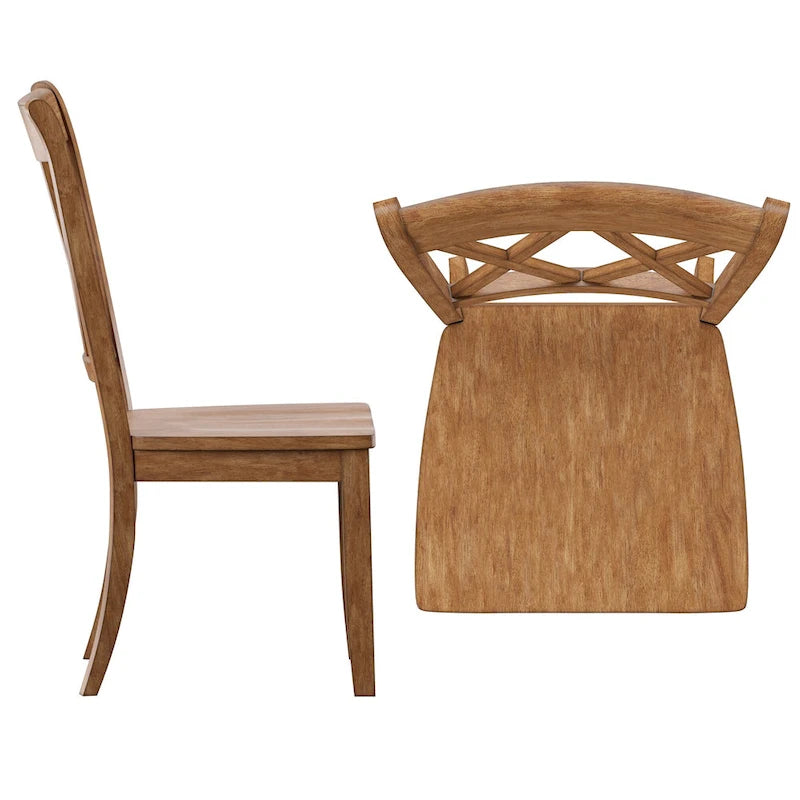 Ronda Double X Back Wood Dining Chairs (Set of 2)