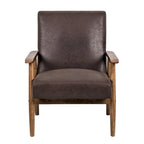 Beachwood Classic Wood/ Leather-look Microfiber Padded Seat Chair