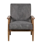 Beachwood Classic Wood/ Leather-look Microfiber Padded Seat Chair