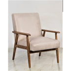 Beachwood Classic Wood/ Leather-look Microfiber Padded Seat Chair