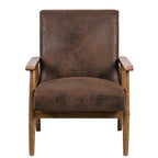 Beachwood Classic Wood/ Leather-look Microfiber Padded Seat Chair