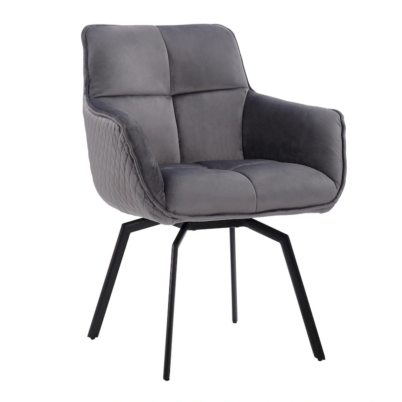 Porthos Home Demi Swivel Velvet Accent Chair with Metal Legs