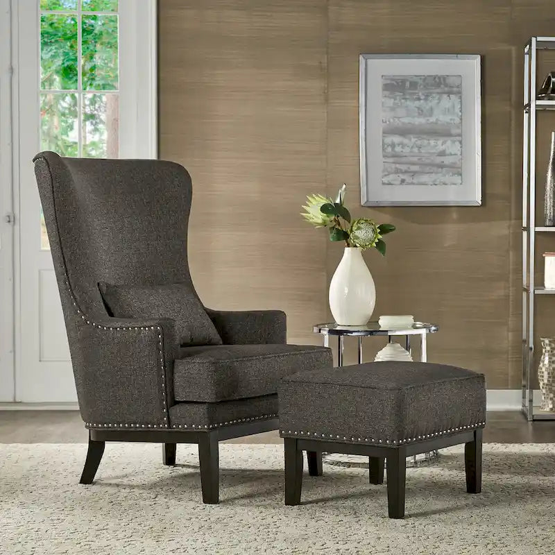 Capella Highback Wing Lounge Chair with Footstool by iNSPIRE Q Artisan