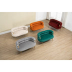 Velvet Upholstered Tubulous Accent Long Chair With Golden feet