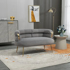 Velvet Upholstered Tubulous Accent Long Chair With Golden feet