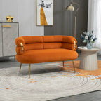 Velvet Upholstered Tubulous Accent Long Chair With Golden feet