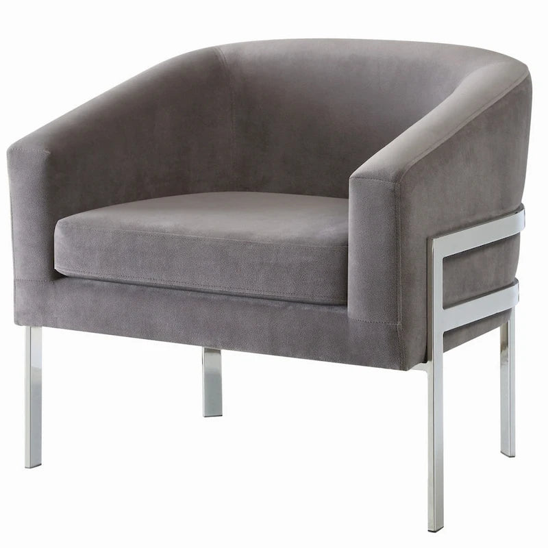Contemporary Sleek Modern Design Grey Accent Chair with Chrome Base