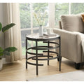 Modern Round End Table with Sintered Stone Top, Chrome/ Silver End Table for Living Room 20.67W x 20.67D x 21.65H