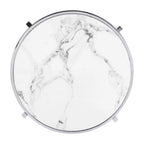 Modern Round End Table with Sintered Stone Top, Chrome/ Silver End Table for Living Room 20.67W x 20.67D x 21.65H