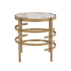 Modern Round End Table with Sintered Stone Top, Chrome/ Silver End Table for Living Room 20.67W x 20.67D x 21.65H