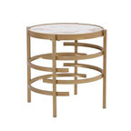 Modern Round End Table with Sintered Stone Top, Chrome/ Silver End Table for Living Room 20.67W x 20.67D x 21.65H