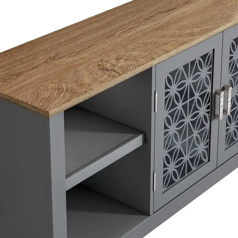 70 in. Decorative Floral Door TV Stand for Tvs up to 82 in.