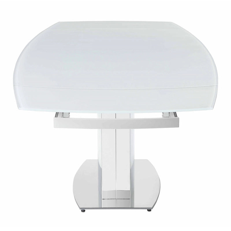 Somette Contemporary Extendable White Glass Dining Table