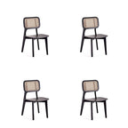 Manhattan Comfort Versailles Square Dining Chair in Black and Natural Cane - Set of 2