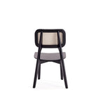 Manhattan Comfort Versailles Square Dining Chair in Black and Natural Cane - Set of 2