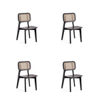 Manhattan Comfort Versailles Square Dining Chair in Black and Natural Cane - Set of 2