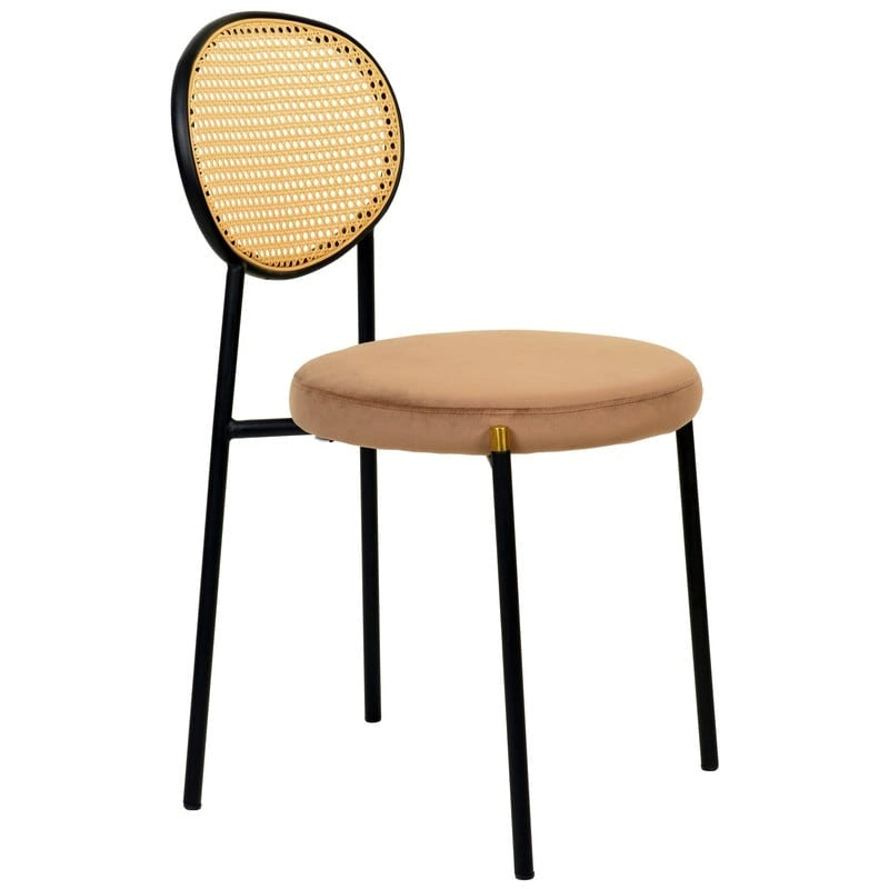 Leisuremod Euston Modern Dining Chair w Upholstered Velvet Seat - Wicker Back Accent Chair for Home Office Living Room & Kitchen