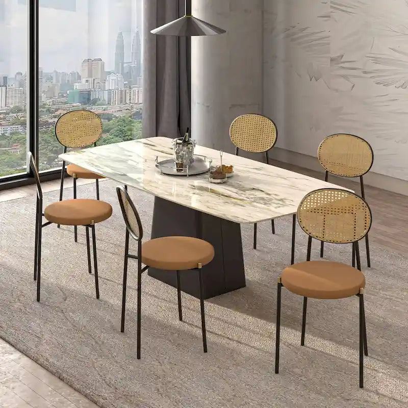 Leisuremod Euston Modern Dining Chair w Upholstered Velvet Seat - Wicker Back Accent Chair for Home Office Living Room & Kitchen
