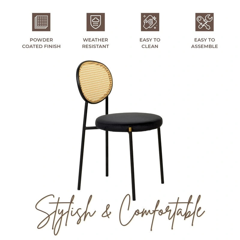 Leisuremod Euston Modern Dining Chair w Upholstered Velvet Seat - Wicker Back Accent Chair for Home Office Living Room & Kitchen