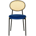 Leisuremod Euston Modern Dining Chair w Upholstered Velvet Seat - Wicker Back Accent Chair for Home Office Living Room & Kitchen