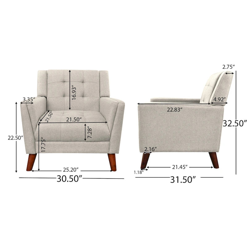 Candace Mid-century Modern Armchair by Christopher Knight Home - 32.28W x 31.50L x 32.68H