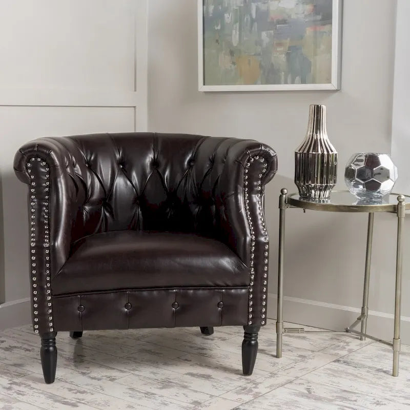 Akira Tufted Bonded Leather Club Chair by Christopher Knight Home