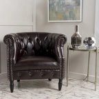 Akira Tufted Bonded Leather Club Chair by Christopher Knight Home