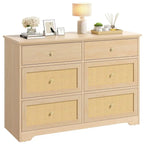 Moasis 6-Drawer Rattan Storage Chest of Drawers Cabinet Dresser