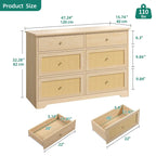 Moasis 6-Drawer Rattan Storage Chest of Drawers Cabinet Dresser
