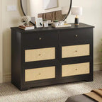 Moasis 6-Drawer Rattan Storage Chest of Drawers Cabinet Dresser