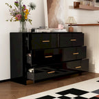 55.1 Modern 6-Drawer Bedroom Dresser Glossy Finish Chest Of Drawers