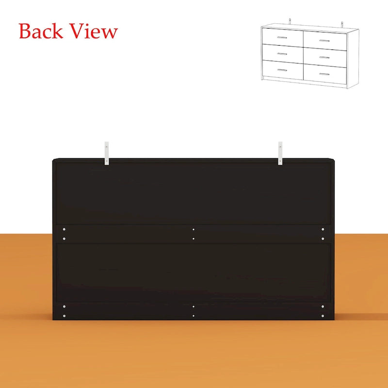 55.1 Modern 6-Drawer Bedroom Dresser Glossy Finish Chest Of Drawers