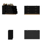 55.1 Modern 6-Drawer Bedroom Dresser Glossy Finish Chest Of Drawers