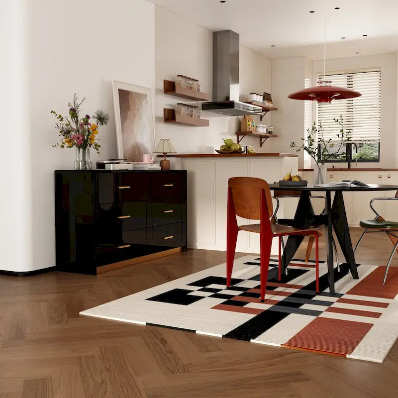 55.1 Modern 6-Drawer Bedroom Dresser Glossy Finish Chest Of Drawers