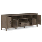WYNDENHALL Cantina SOLID WOOD 72 inch Wide Transitional TV Media Stand in Smoky Brown For TVs up to 80 inches