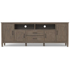 WYNDENHALL Cantina SOLID WOOD 72 inch Wide Transitional TV Media Stand in Smoky Brown For TVs up to 80 inches