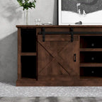 Bridgevine Home Farmhouse 66 inch Corner TV Stand for TVs up to 80 inches, No Assembly Required, Aged Whiskey Finish