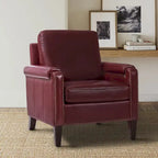 Kunz Transitional Genuine Leather Armchair with Removable Cushion and Nailhead Trims by HULALA HOME
