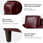 Kunz Transitional Genuine Leather Armchair with Removable Cushion and Nailhead Trims by HULALA HOME