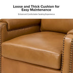 Kunz Transitional Genuine Leather Armchair with Removable Cushion and Nailhead Trims by HULALA HOME