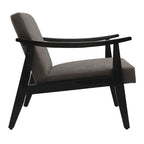 Faux Leather Accent Chair Solid Wood Armchair in Black Finish