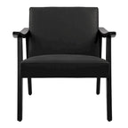 Faux Leather Accent Chair Solid Wood Armchair in Black Finish