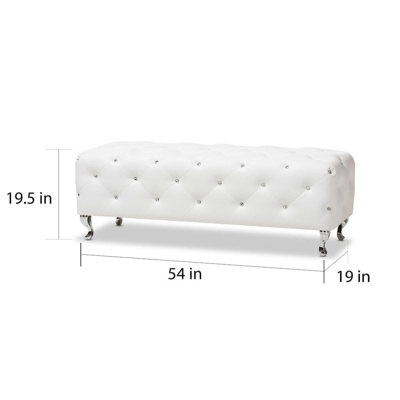 Silver Orchid Heston Crystal Tufted Modern Bench